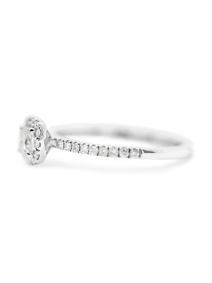 Diamond Set Halo Ring, 18 Carat White Gold, T=0.51 Carat.