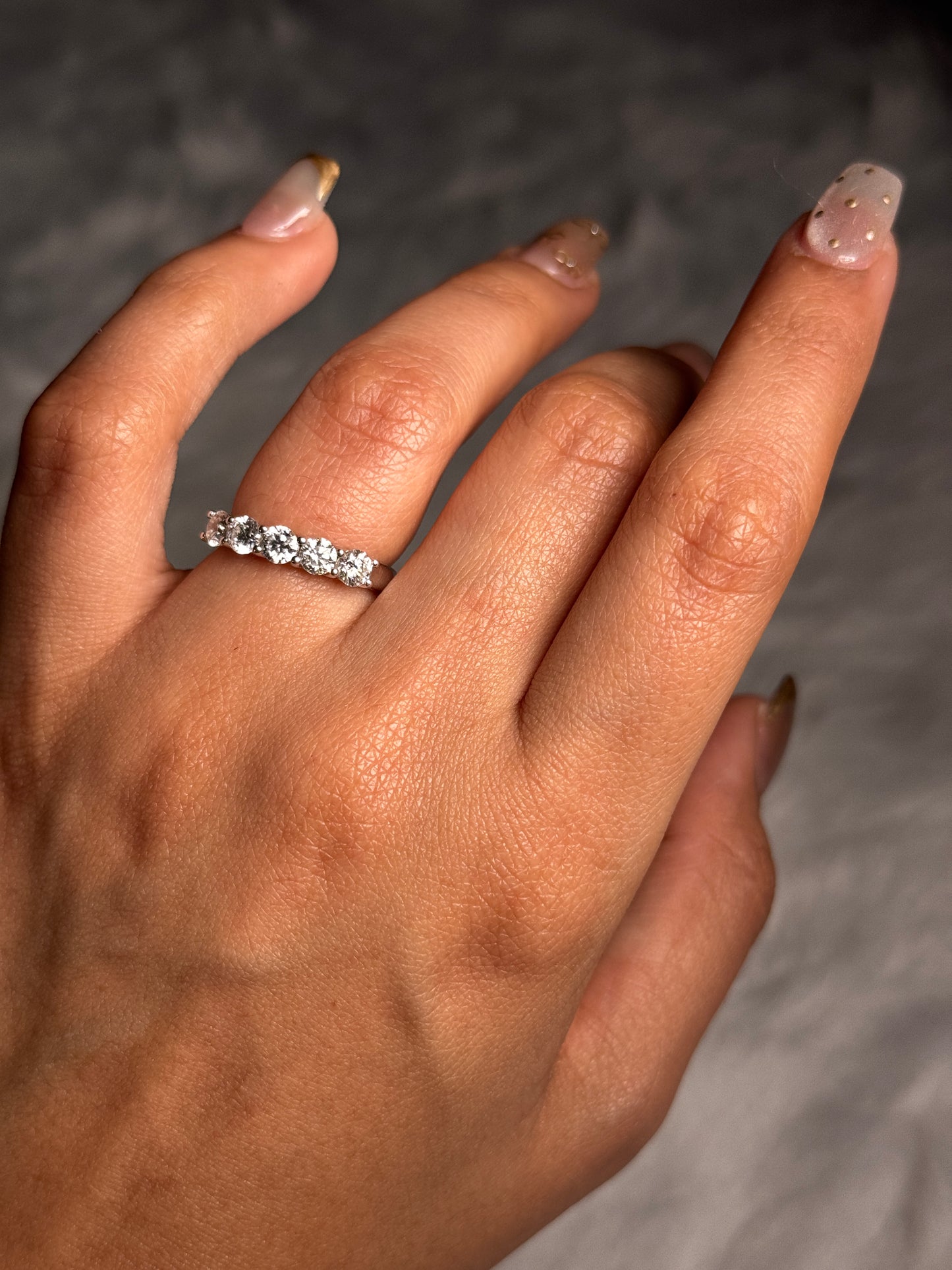 Lab Grown Diamond Set Dress Ring, 18K White Gold T=1.10ct