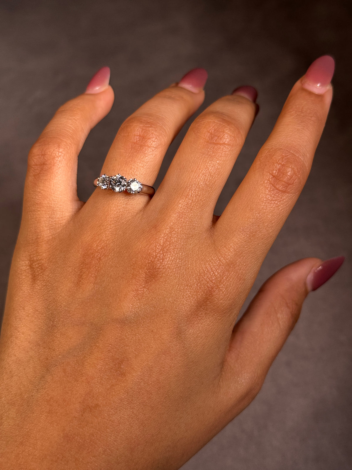 Lab Grown Diamond Ring, Trilogy Ring in 18 Carat White Gold