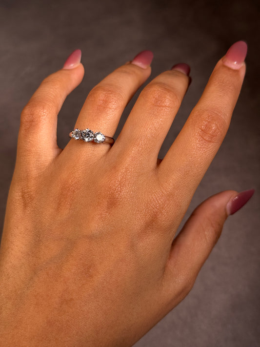 Lab Grown Diamond Ring, Trilogy Ring in 18 Carat White Gold
