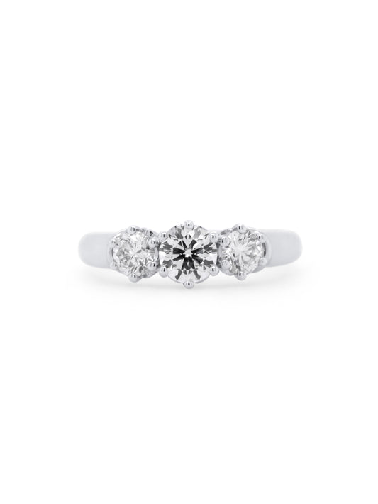 Lab Grown Diamond Ring, Trilogy Ring in 18 Carat White Gold