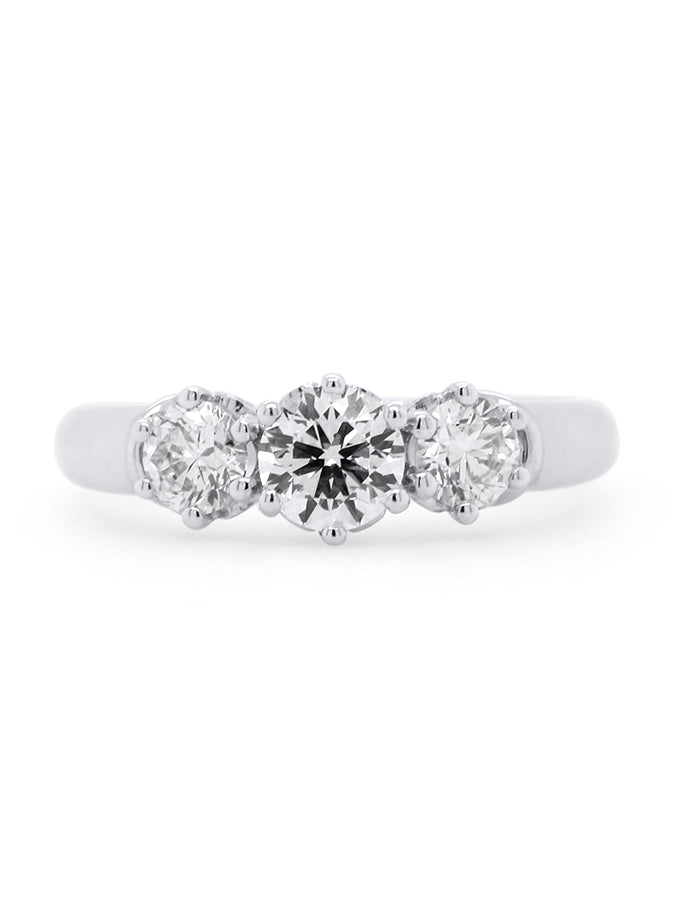 Lab Grown Diamond Ring, Trilogy Ring in 18 Carat White Gold