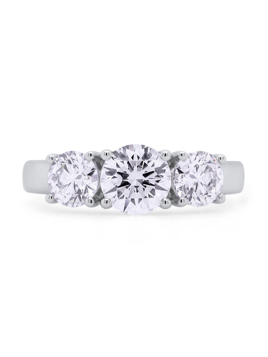 Lab Grown 2.00 Carat Trilogy Diamond Ring in 18 Carat Gold