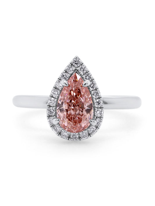 Lab Grown Fancy Vivid Pink Diamond Ring, Platinum T=1.71ct.