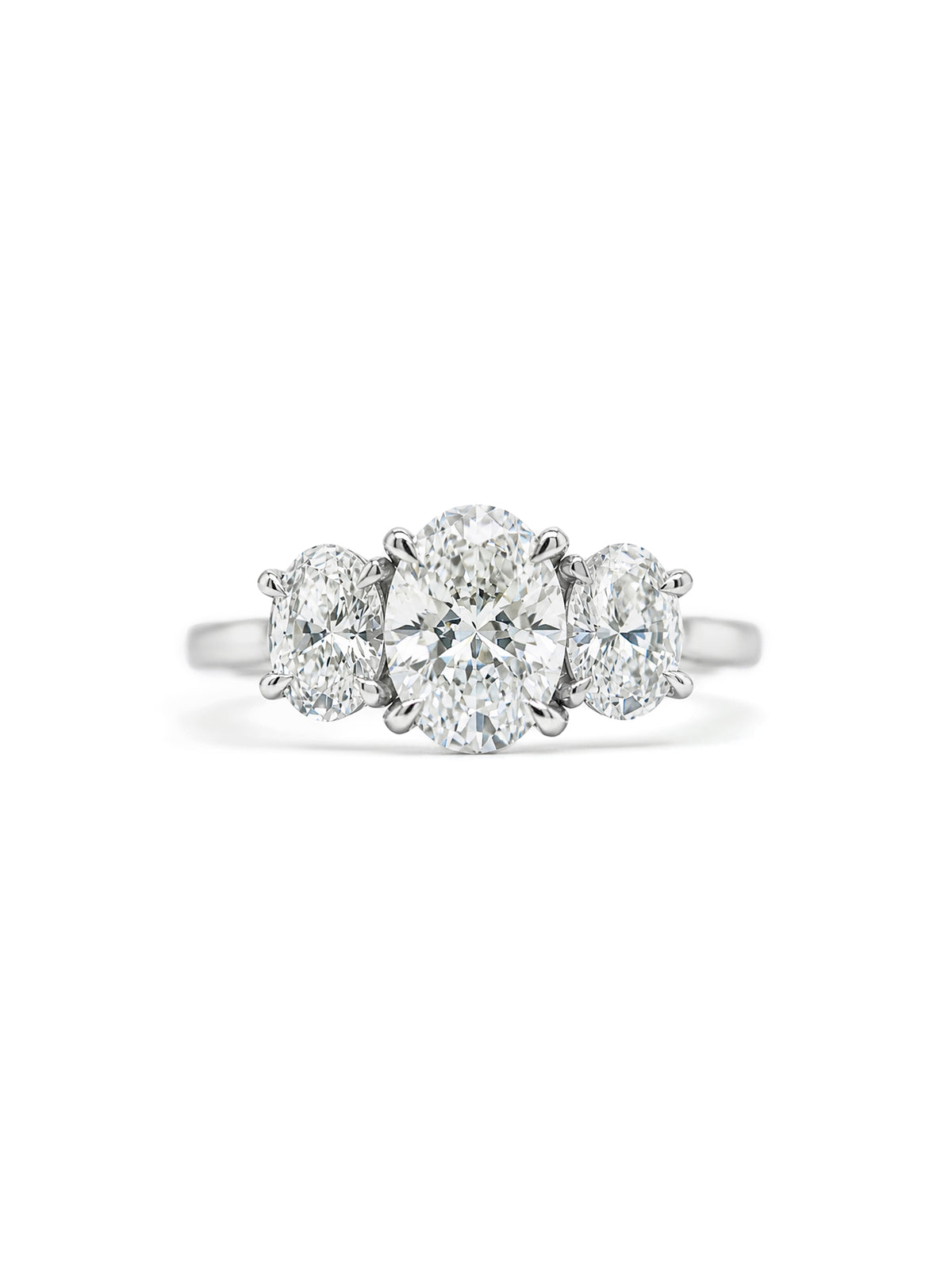 Lab Grown Oval Diamond Trilogy. 18 Carat White Gold