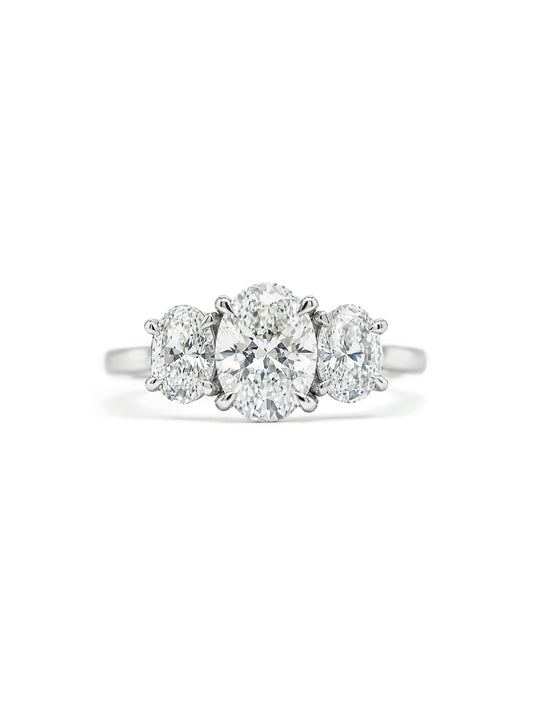 Lab Grown Oval Diamond Trilogy. 18 Carat White Gold