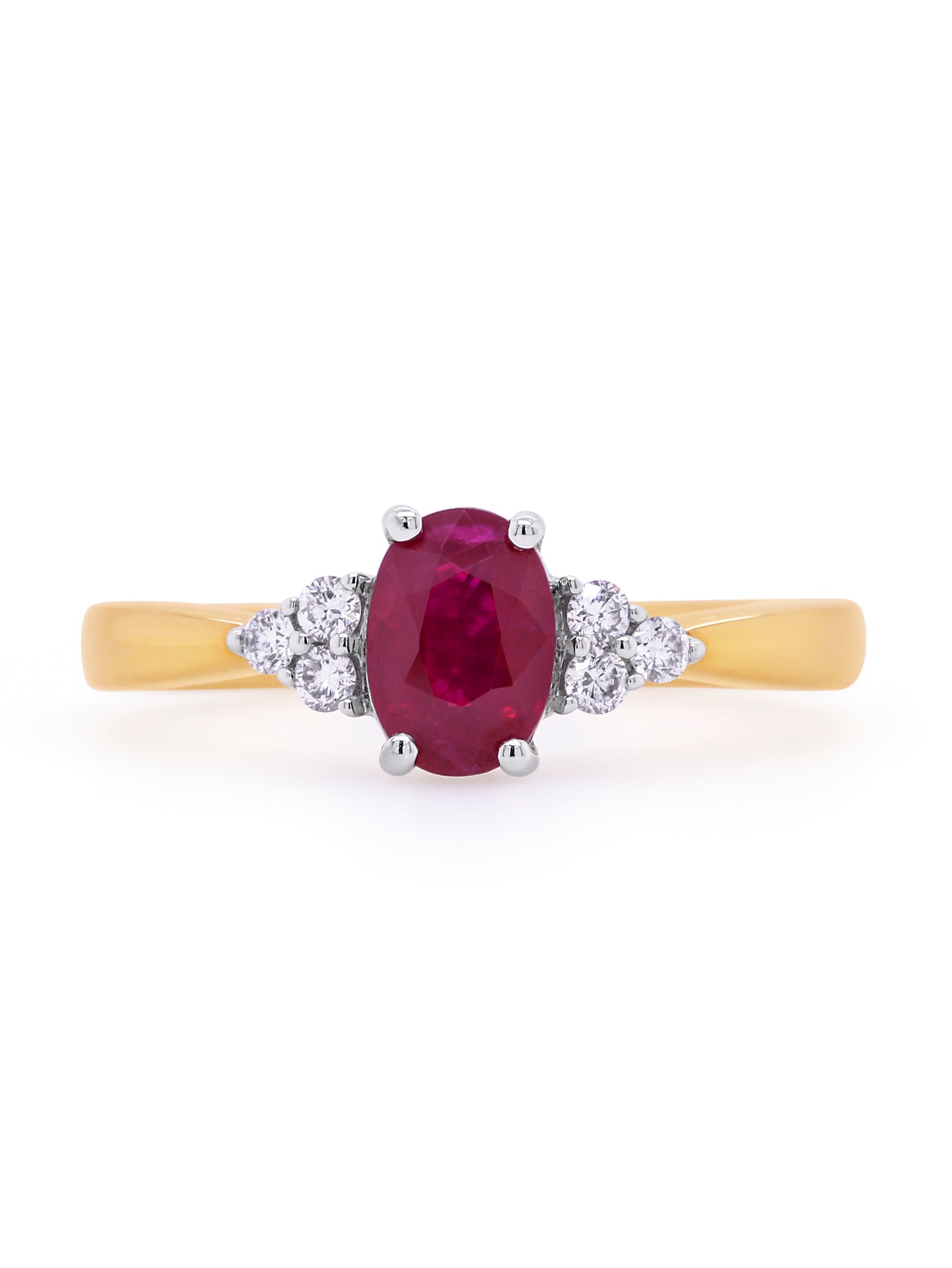 Natural Ruby & Diamonds set in 18K Yellow Gold.