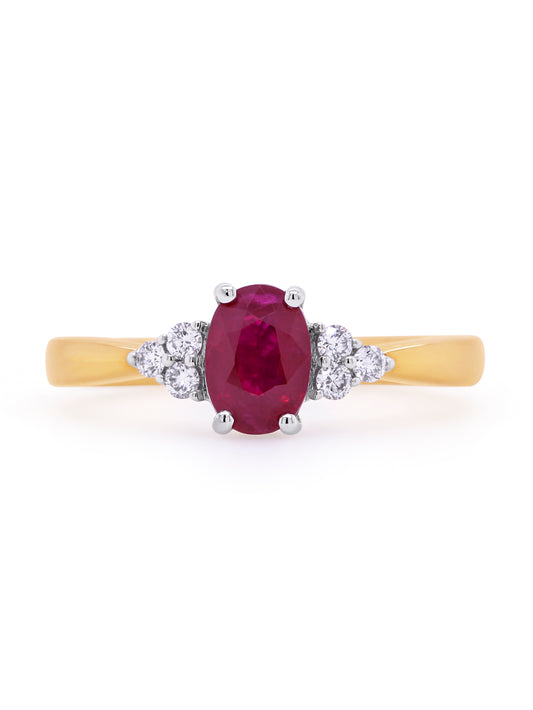 Natural Ruby & Diamonds set in 18K Yellow Gold.