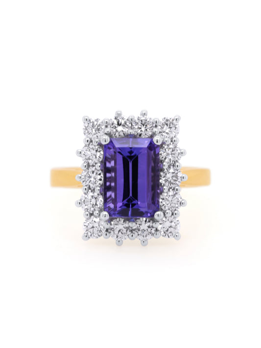 3.75ct Tanzanite & Diamond Ring in 18 Carat Yellow Gold
