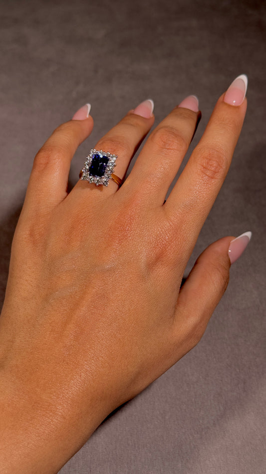3.75ct Tanzanite & Diamond Ring in 18 Carat Yellow Gold