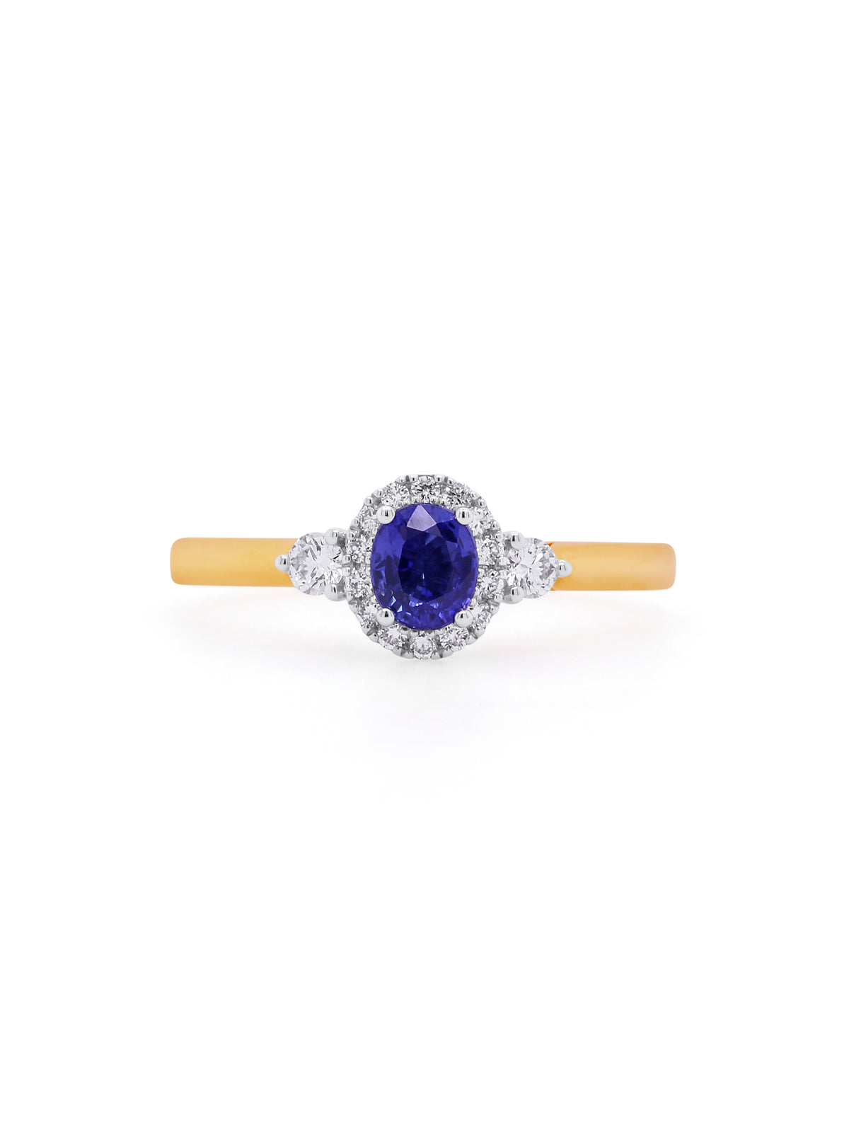 Sapphire 5x4 & 0.21ct Lab Grown Diamond  Ring in 9 Carat Yellow Gold