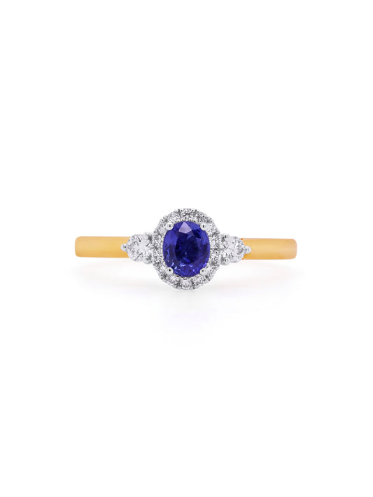 Sapphire 5x4 & 0.21ct Lab Grown Diamond  Ring in 9 Carat Yellow Gold