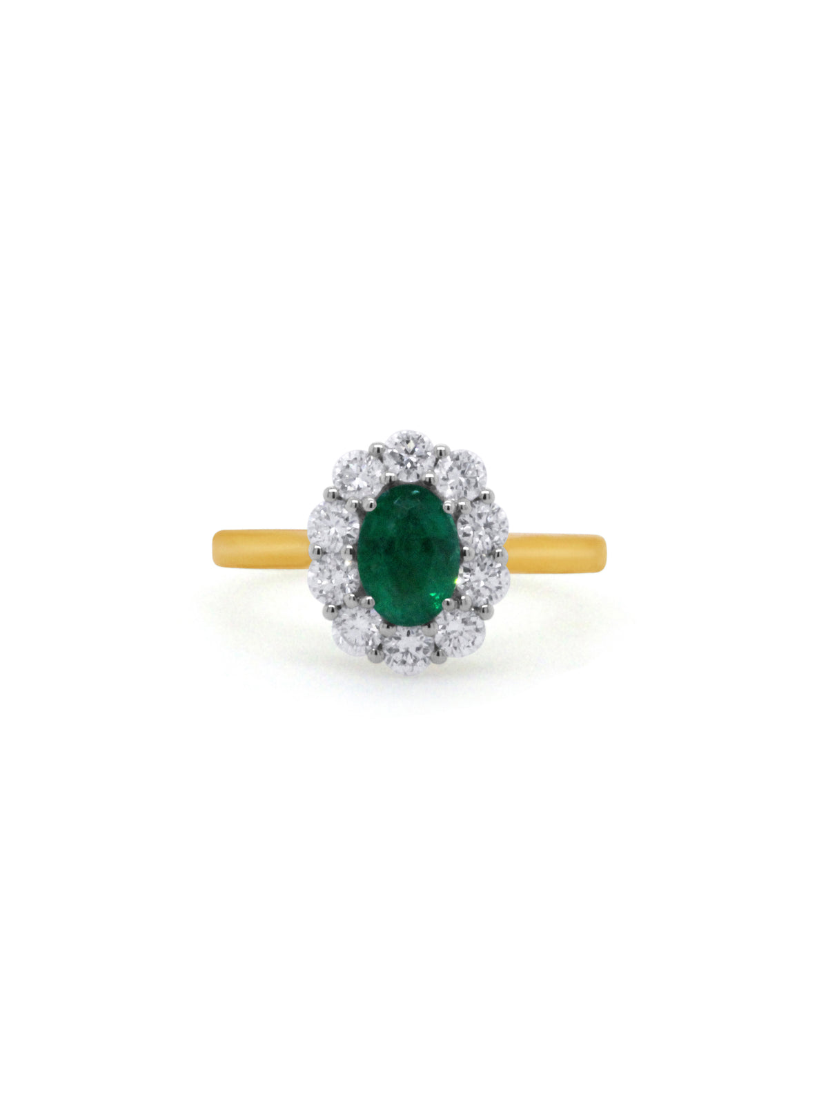 Lab Grown Diamond & Natural Emerald Cluster, 9 Carat Yellow Gold