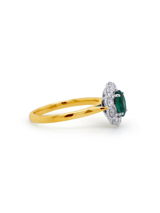 Lab Grown Diamond & Natural Emerald Cluster, 9 Carat Yellow Gold