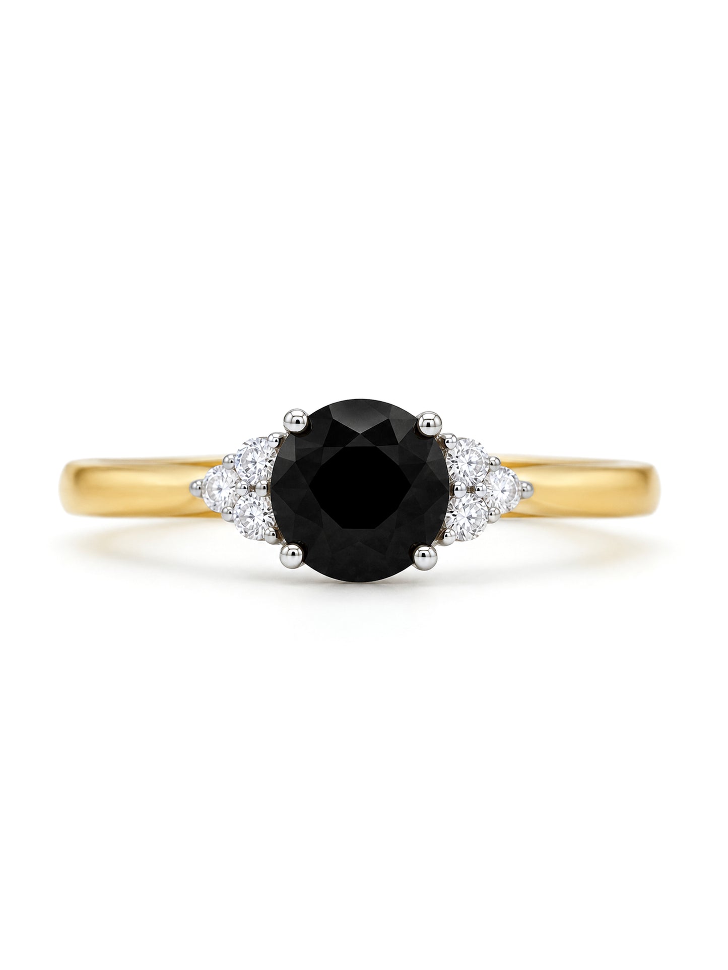 Natural Sapphire & Lab Grown Diamond Ring, 9K Yellow Gold.