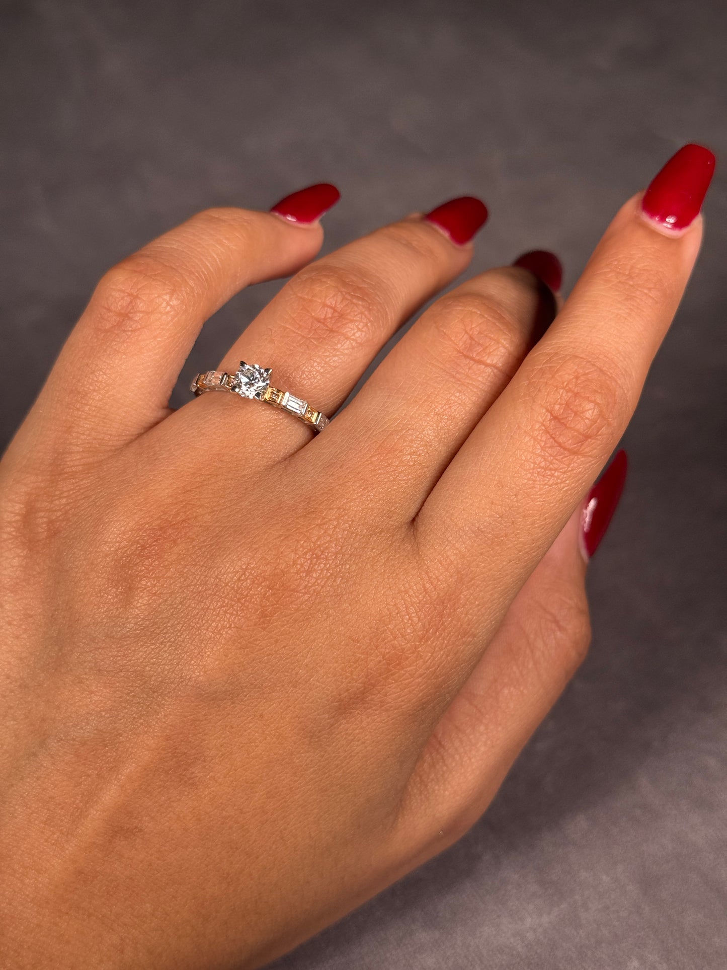 Pink Diamond Set 0.5 Carat Solitaire Ring, 18 Carat White Rose Gold