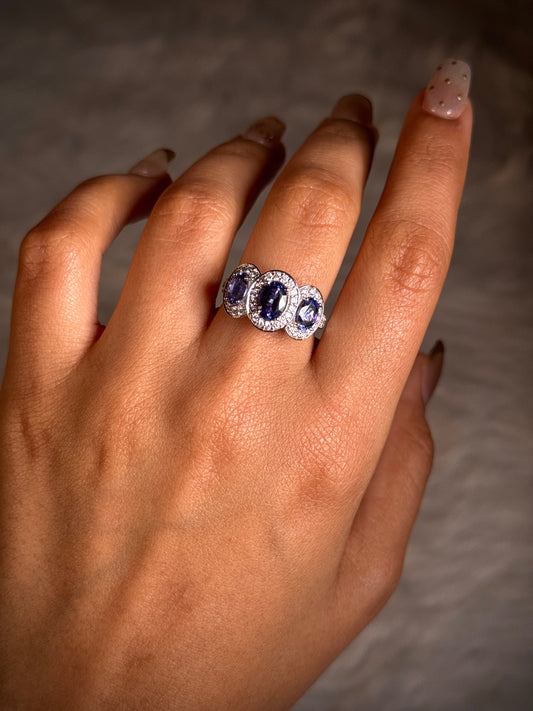 Tanzanite & Diamond Trilogy, 18 Carat White Gold