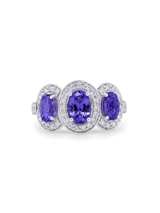 Tanzanite & Diamond Trilogy in 18 Carat White Gold