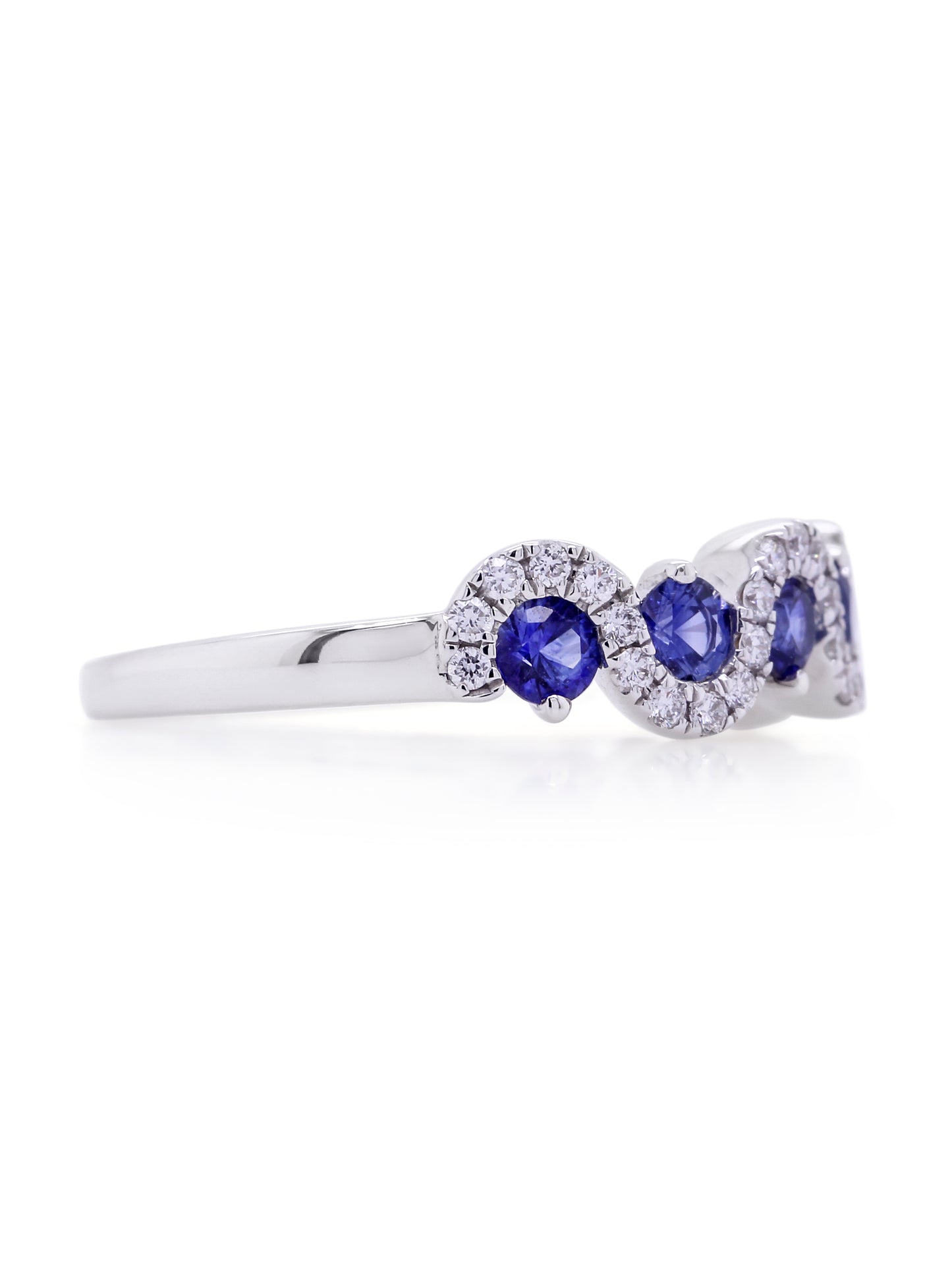 Sapphire & Diamond Set Dress Ring, 18K White Gold.