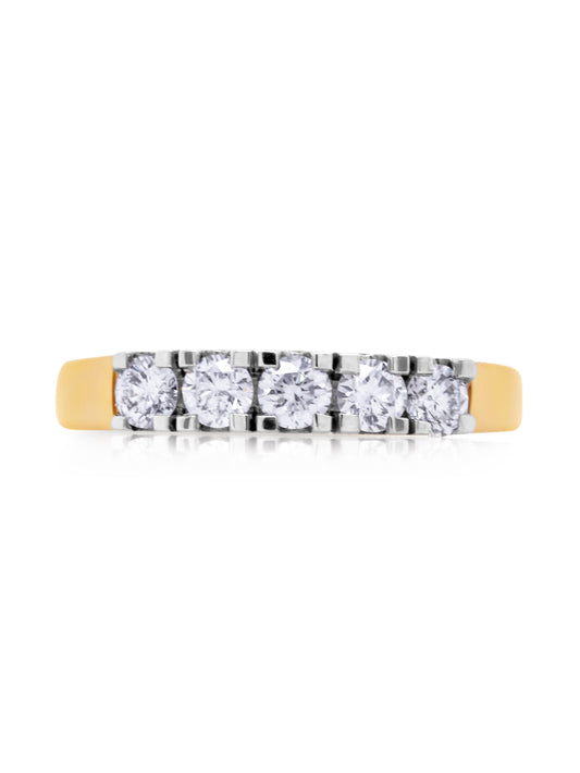 RBC Diamonds 5=0.50ct GSI 18K YG Shank 18K WG Setting.