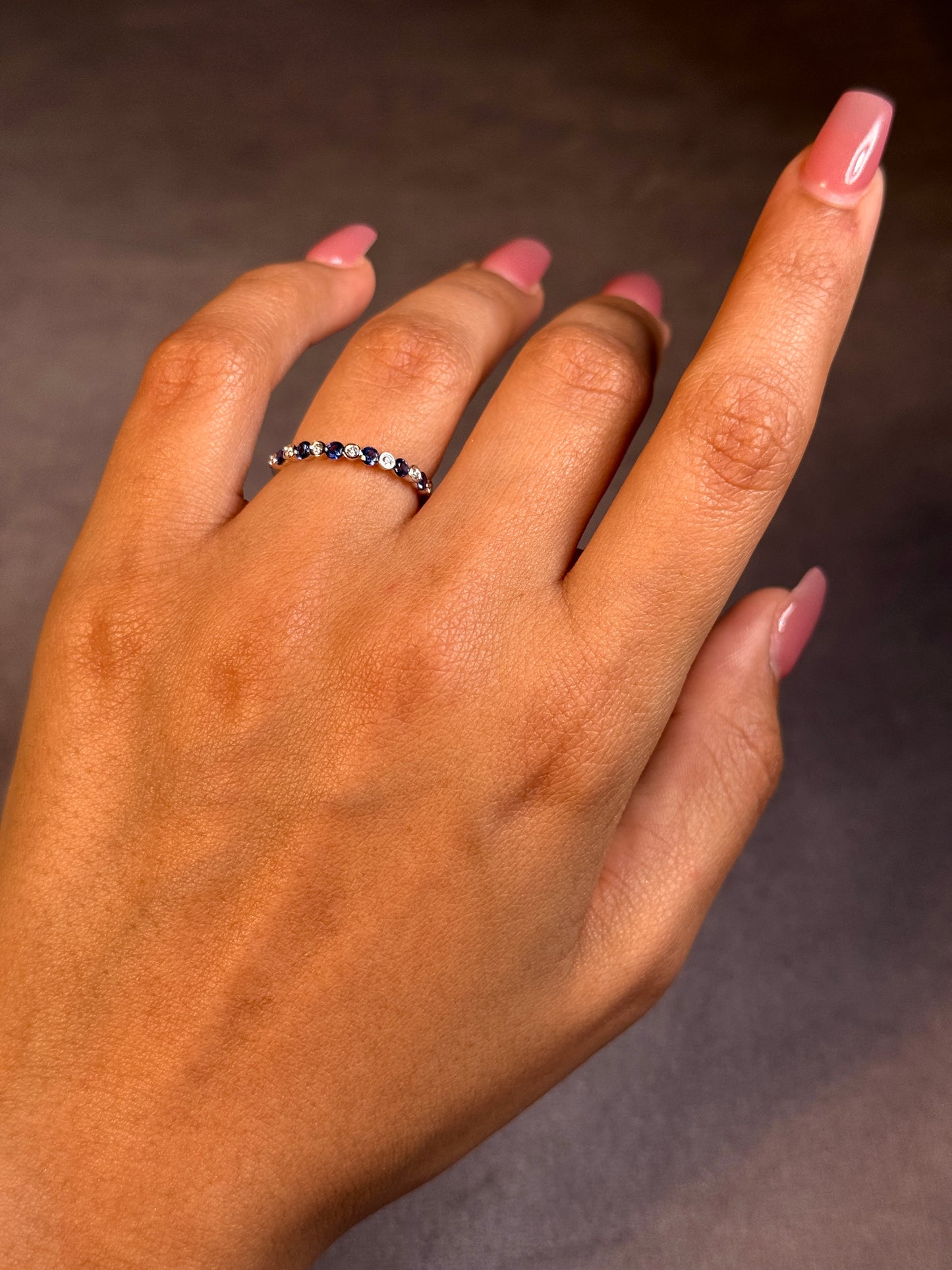 Sapphire & Diamond Set Band, 18 Carat White Gold