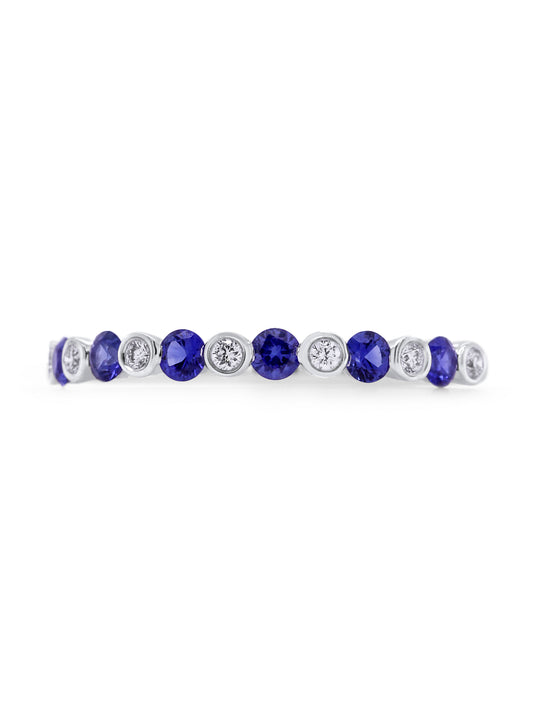 Sapphire & Diamond Set Band, 18 Carat White Gold