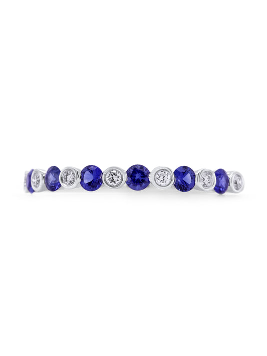 Sapphire & Diamond Set Band, 18 Carat White Gold