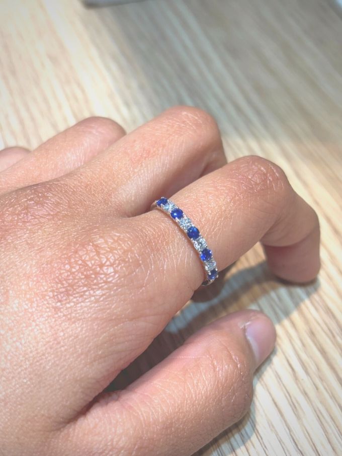 Sapphire & Diamond Set Band in 18 Carat White Gold