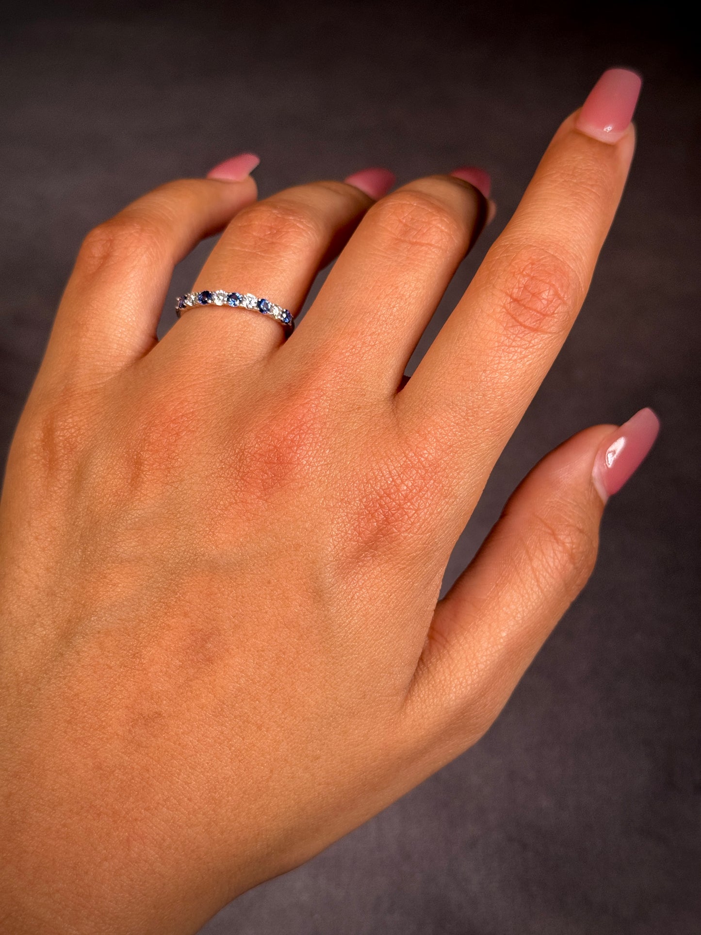 Sapphire & Diamond Set Band in 18 Carat White Gold