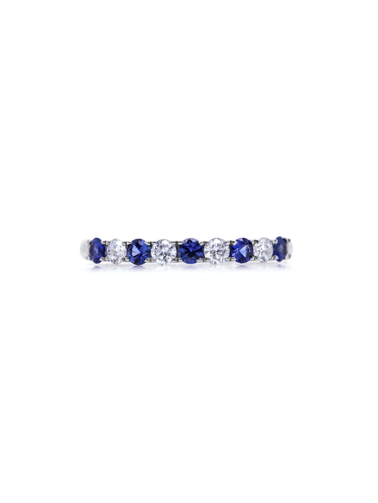 Sapphire & Diamond Set Band in 18 Carat White Gold