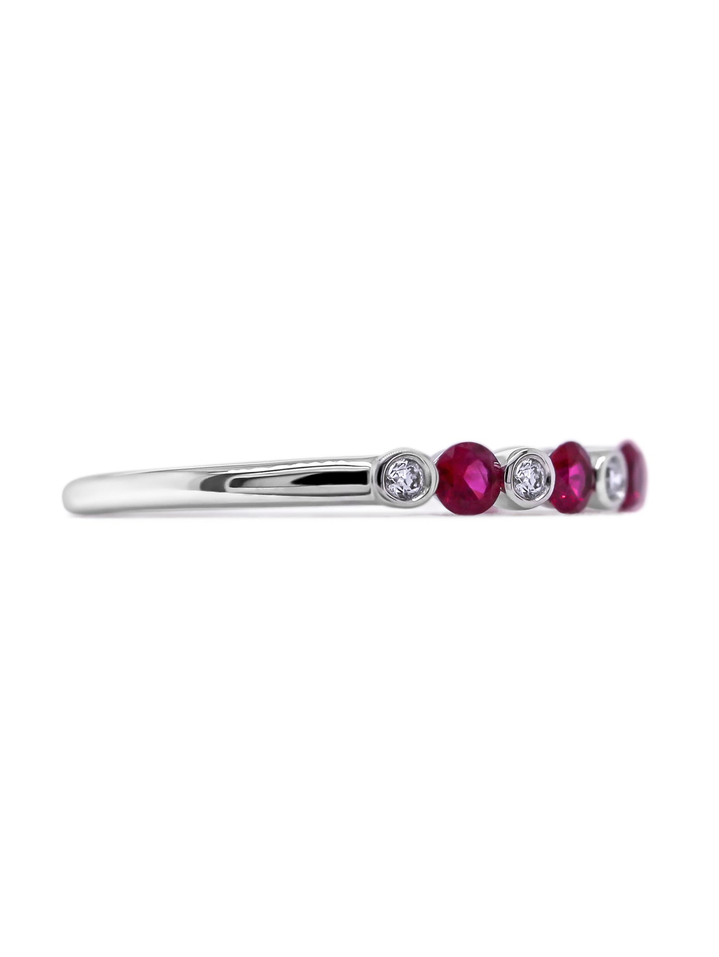 Beautiful Ruby & Diamond Set Band, 18K White Gold