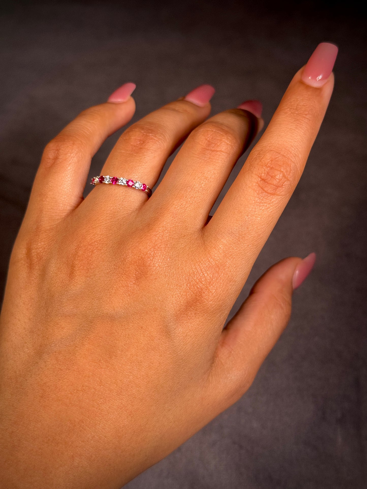 Ruby & Diamond Set timeless band, 18 Carat White Gold