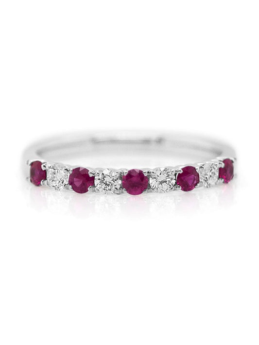 Ruby & Diamond Set timeless band, 18 Carat White Gold