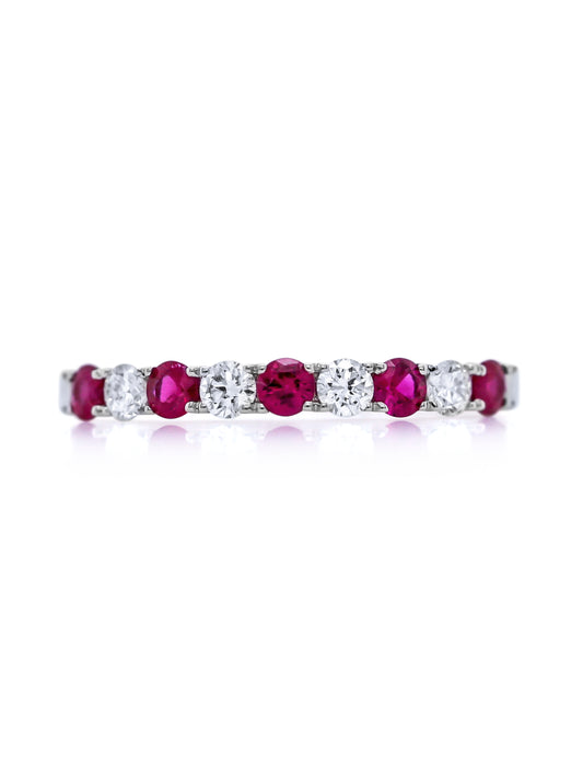 Ruby & Diamond Set timeless band, 18 Carat White Gold