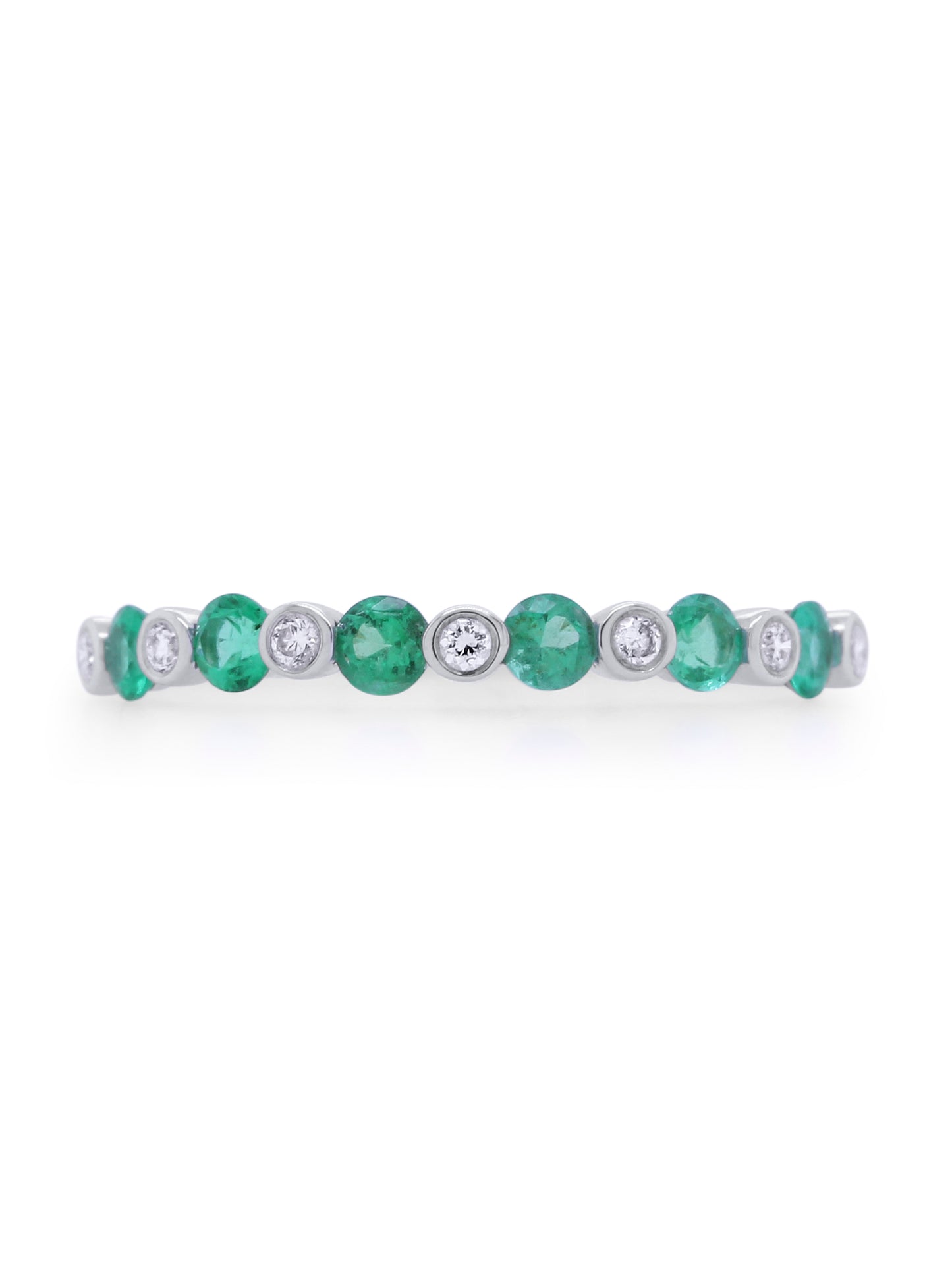 Emerald & Diamond Set Band, 18 Carat White Gold