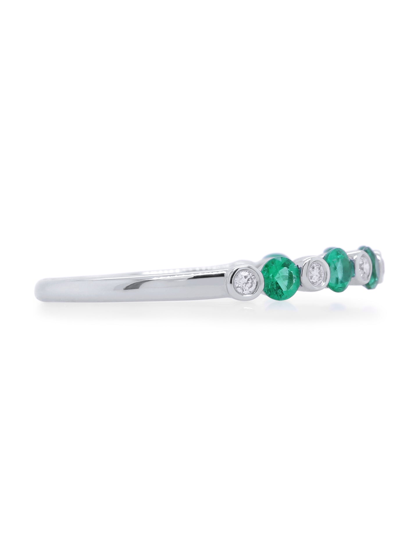 Emerald & Diamond Set Band, 18 Carat White Gold