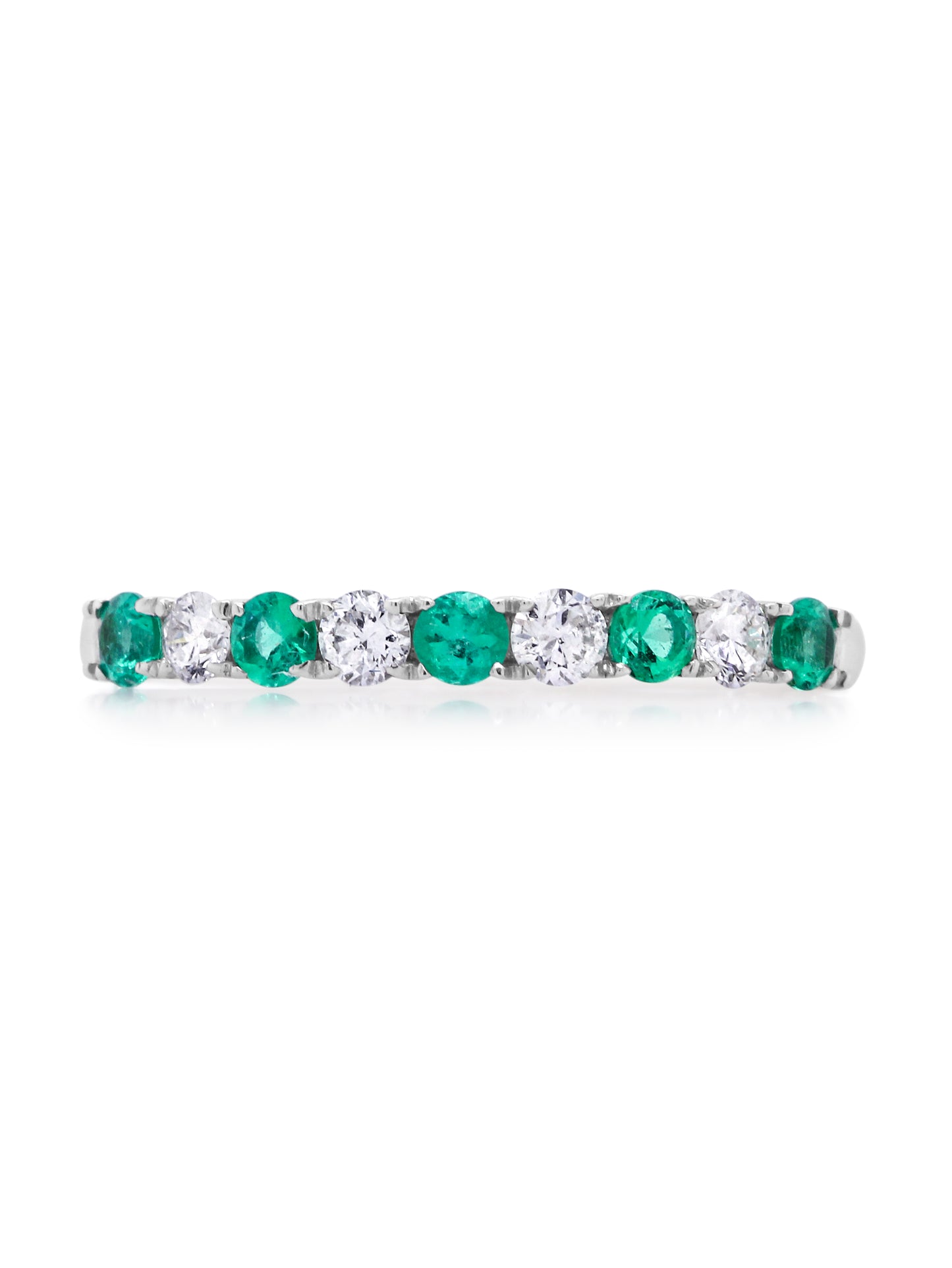 Emerald and Diamond Ensemble Band, 18 Carat White Gold