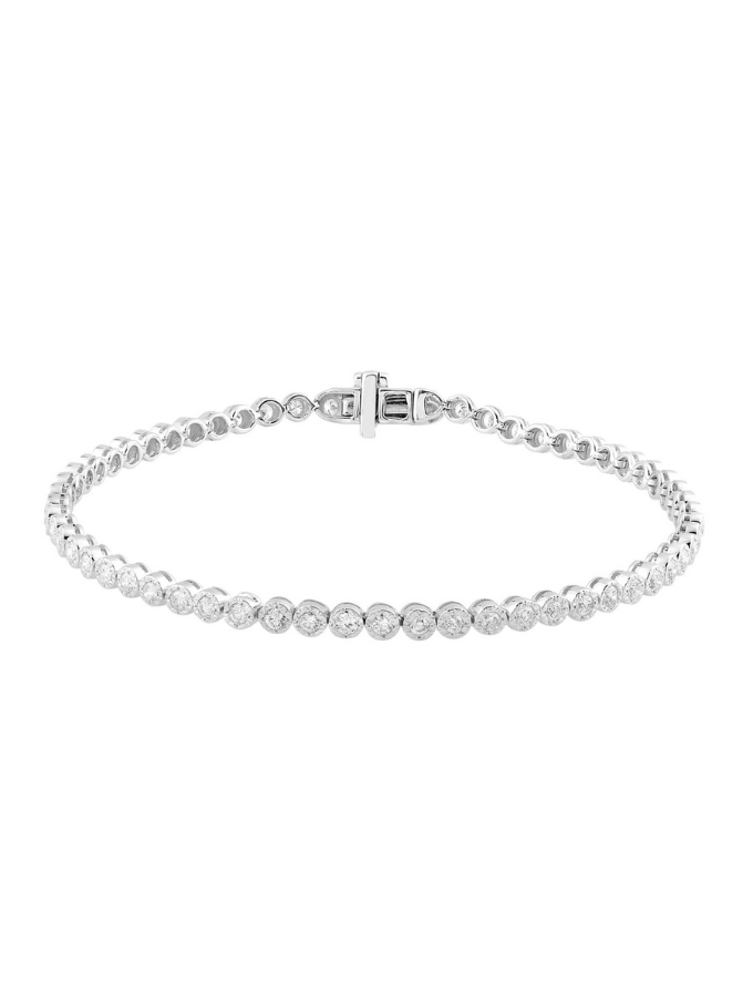 1.40 Carat Diamond Bezel Set Tennis Bracelet in 9 Carat White Gold