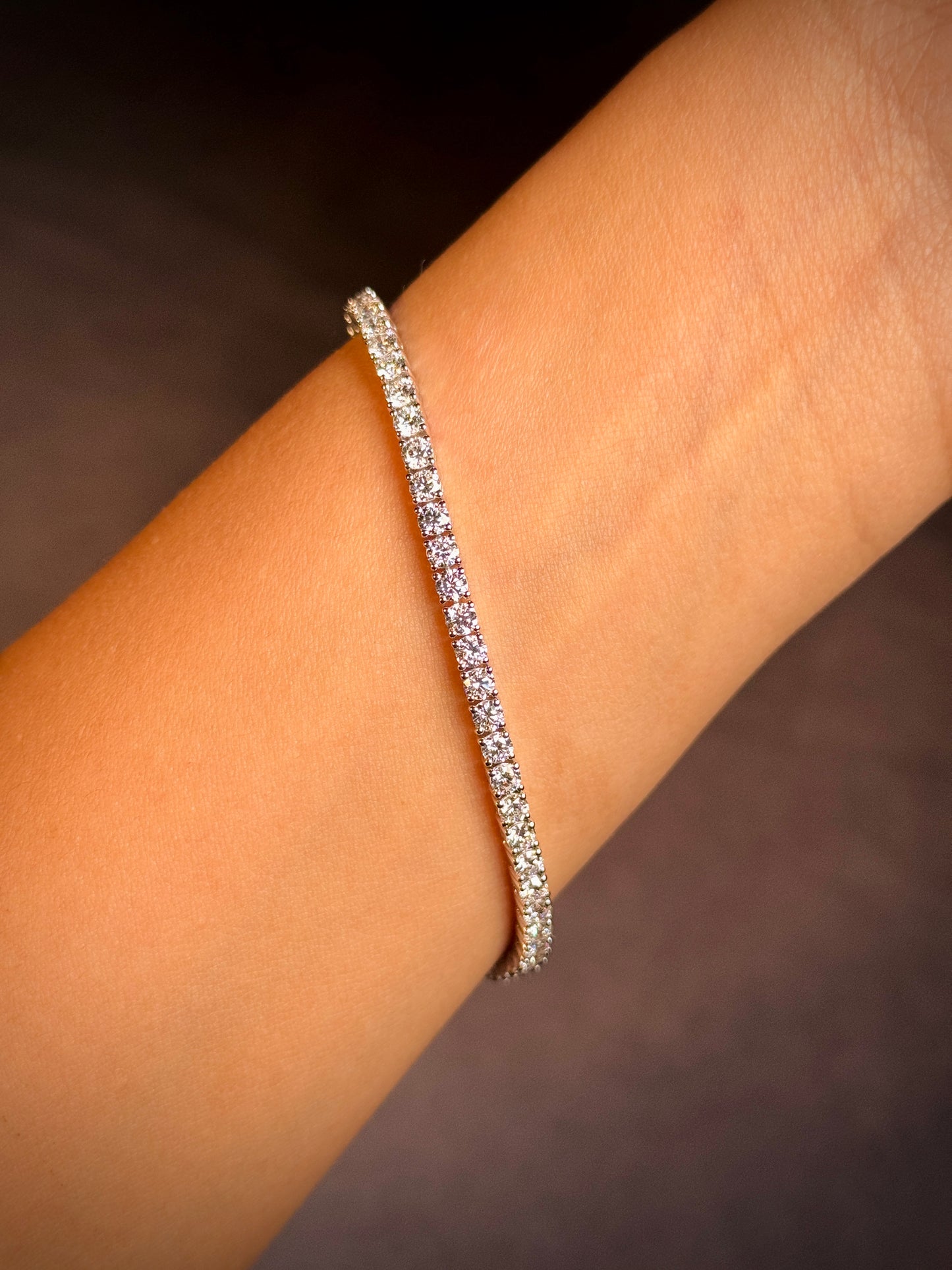 Lab Grown Diamond Set Tennis Bracelet 9K White Gold