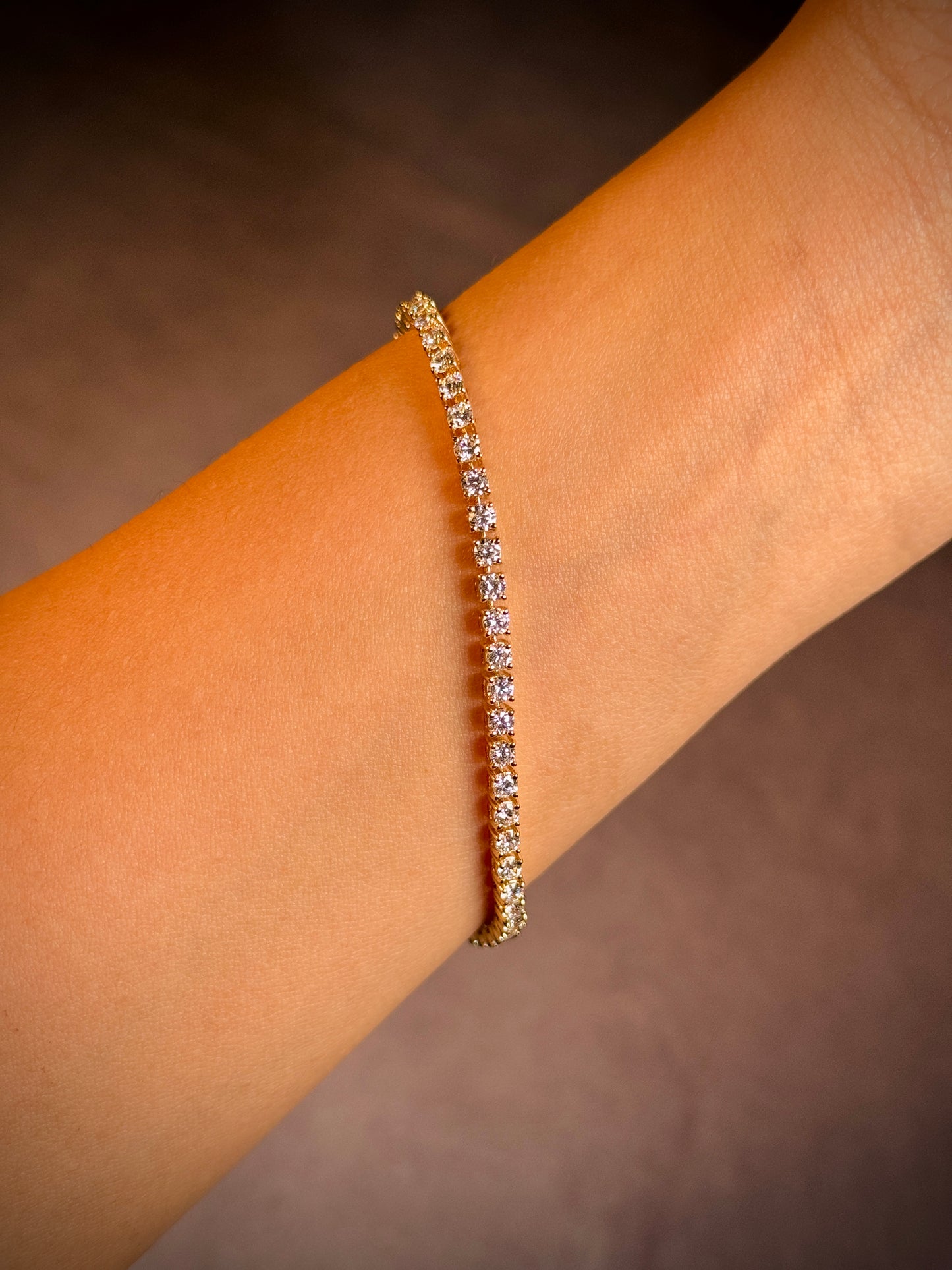 Lab Grown 3.77 Carat Diamond Tennis Bracelet in 9 Carat Yellow Gold