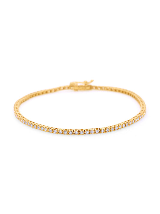 Lab Grown 0.97 Carat Diamond Tennis Bracelet in 18 Carat Yellow Gold