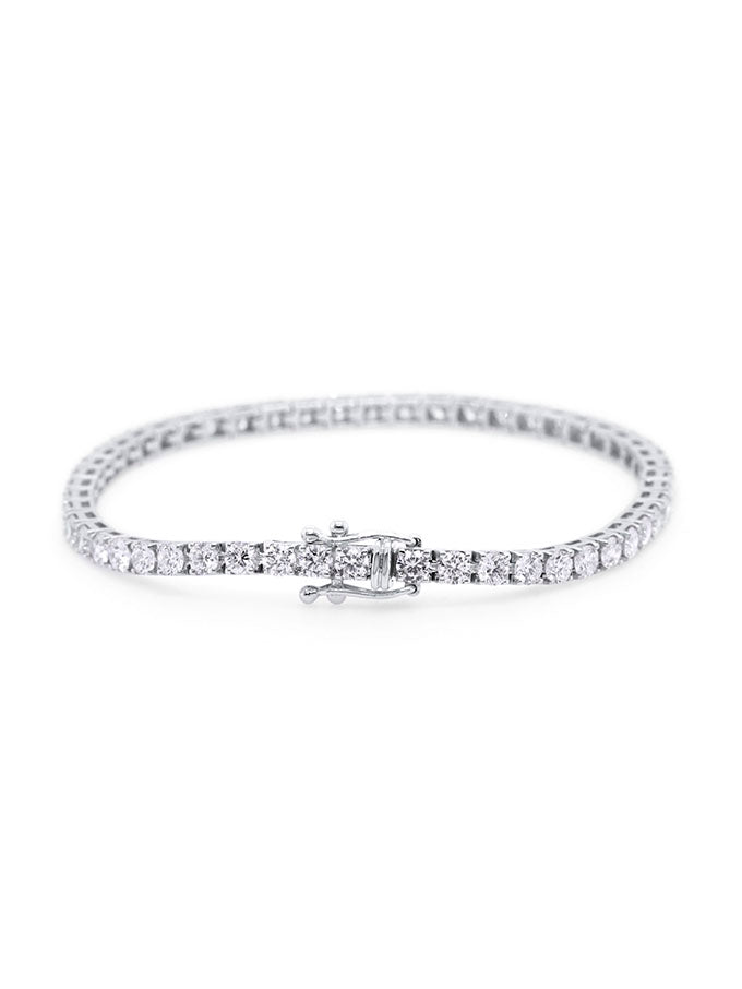 Lab Grown 6.41 Carat Diamond Tennis Bracelet in 18 Carat White Gold