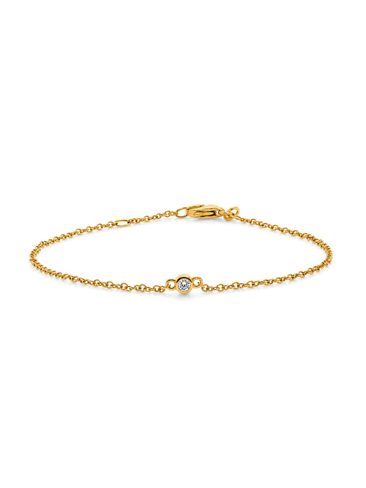Lab Grown, 0.10 Carat Diamond Bracelet set in 9 Carat Yellow Gold