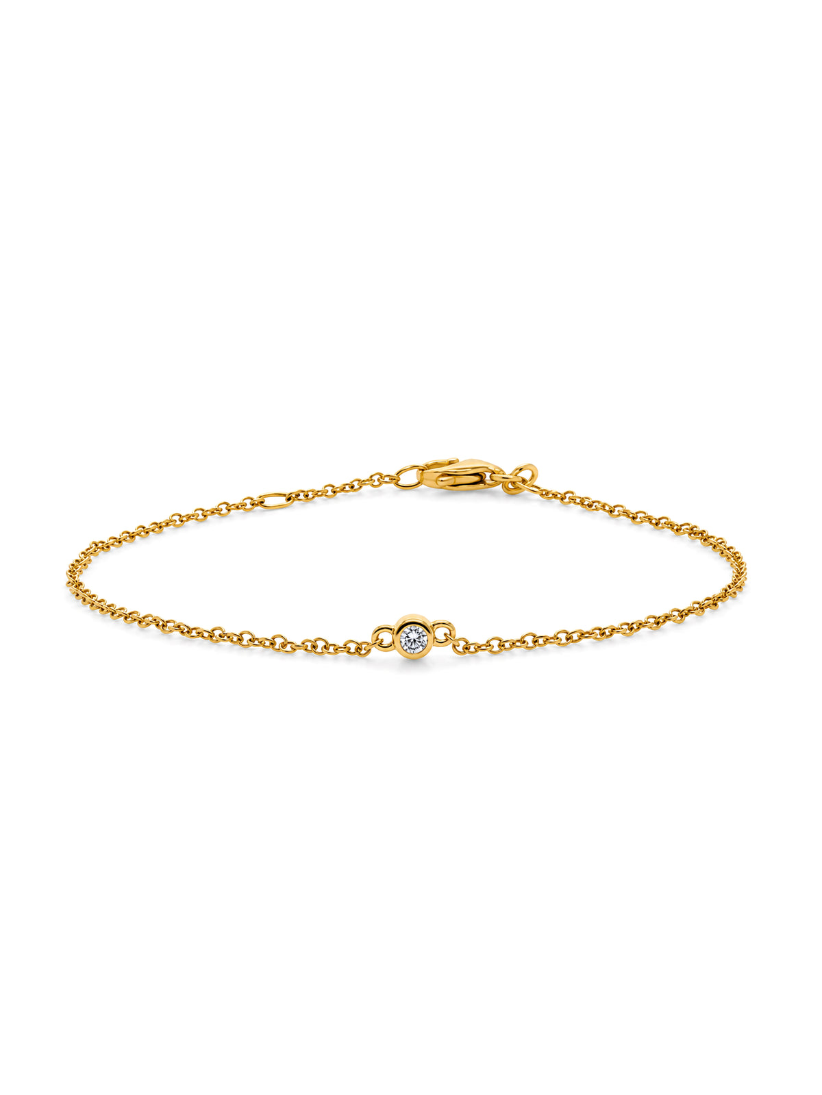 Lab Grown, 0.10 Carat Diamond Bracelet set in 9 Carat Yellow Gold