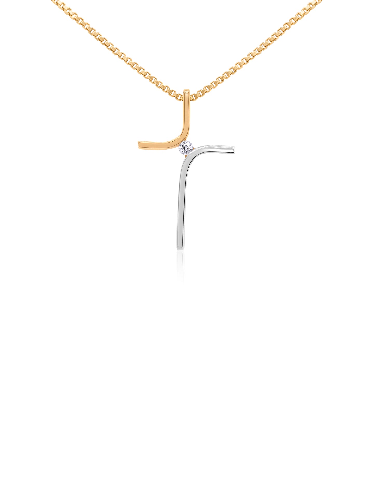 Diamond Set Cross 9ct YG. (plated chain)