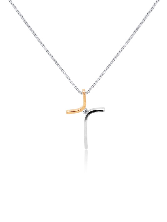 Diamond Set Cross 9ct YG. (plated chain)