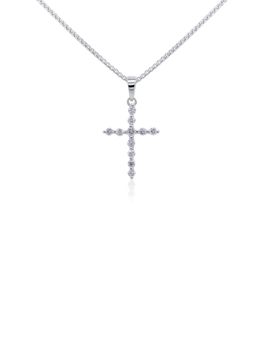 Diamond Set Cross Pendant, 9K White Gold, T=0.12ct.