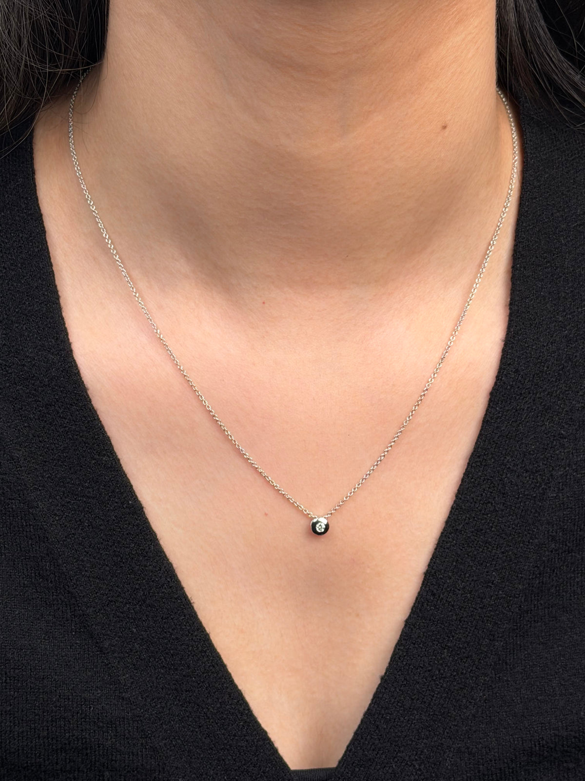 Round Bezel Diamond Set Slider, 9K WG 0.05ct