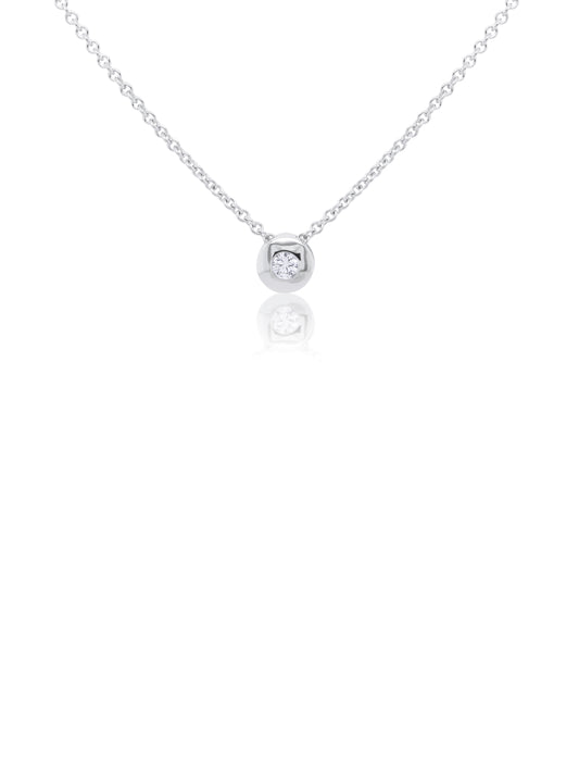 Round Bezel Diamond Set Slider, 9K WG 0.05ct