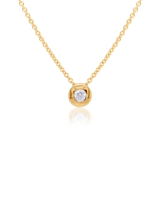 Round Bezel Set Diamond Pendant